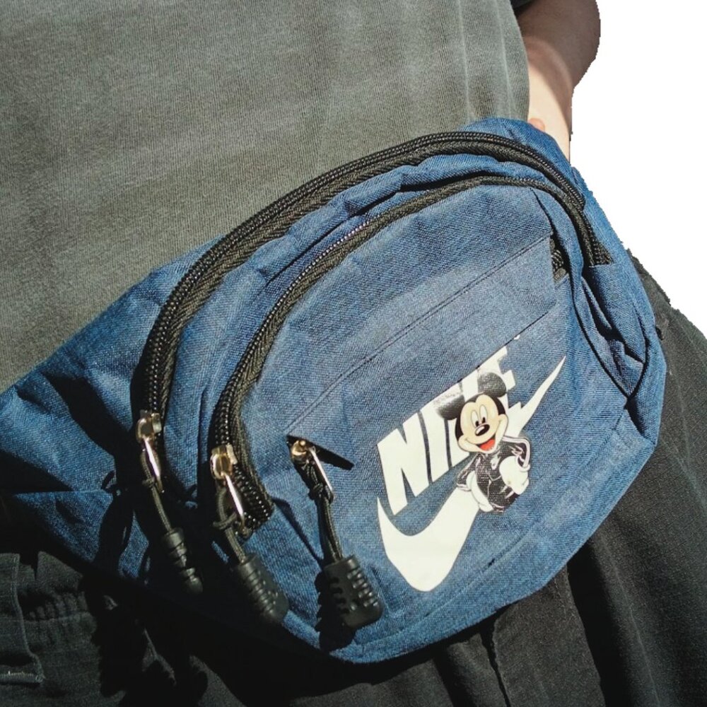 Disney Mickey Mouse Nike Blue Jeans Belt Bag Fanny Pack with Adjustable straps - Picture 9 of 9